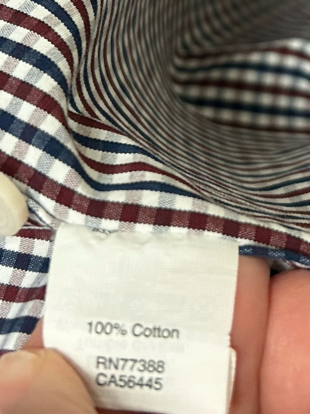 J. Crew Men's Burgundy and White Gingham Button-Down Shirt